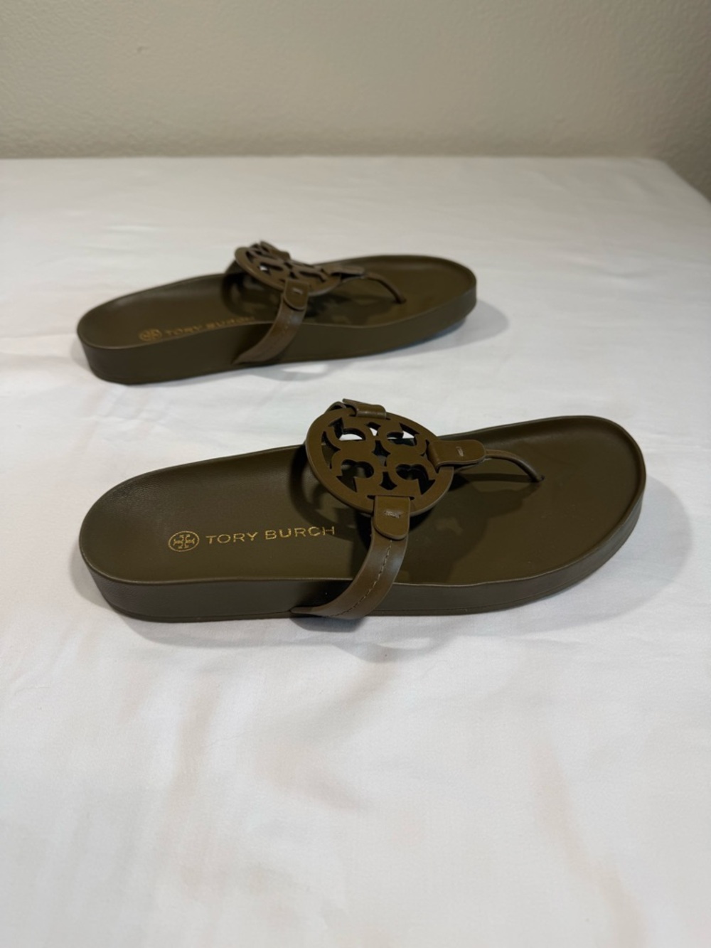 Tory Burch Miller Cloud Sandals in Olive - Picture 3 of 5